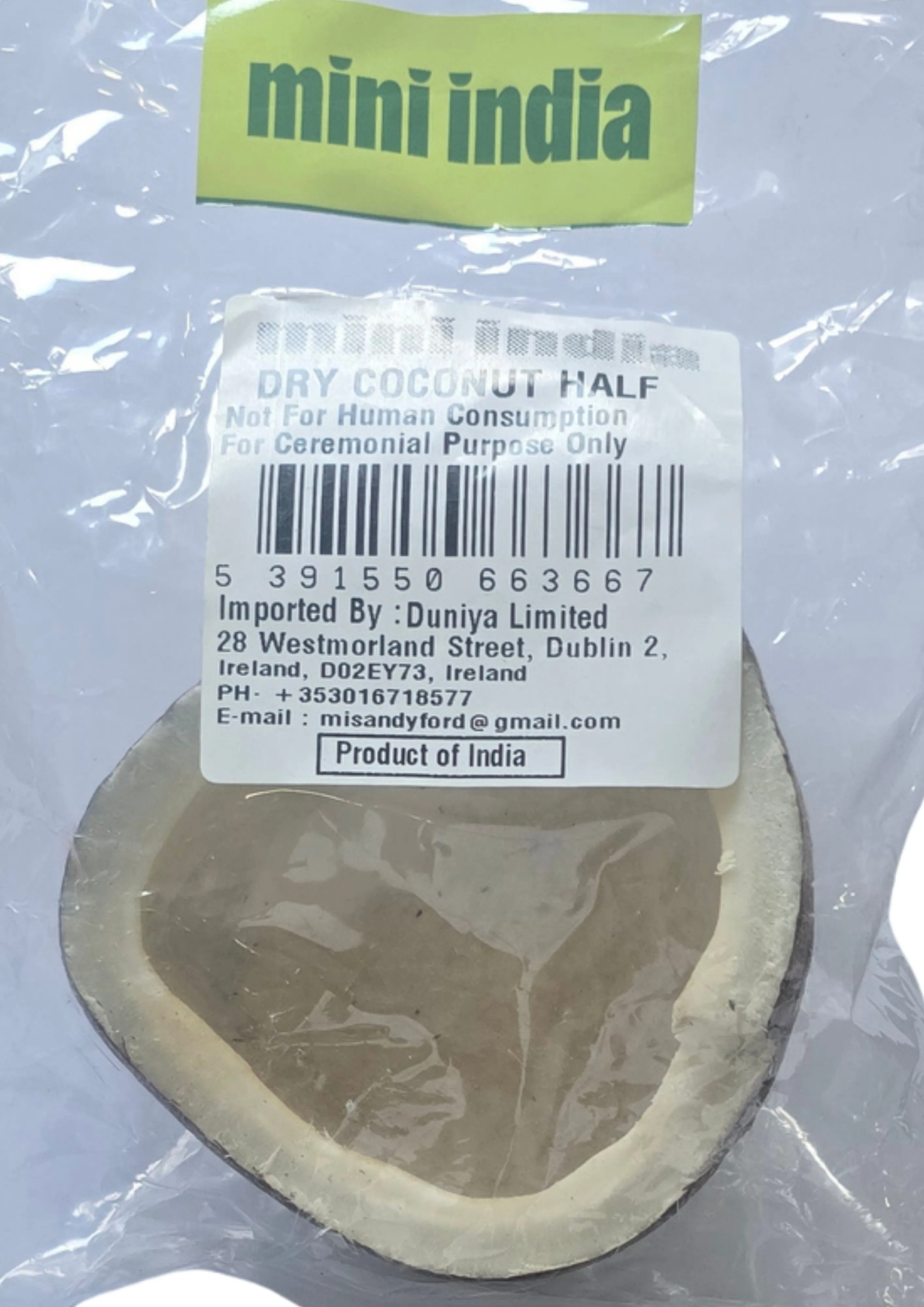 Mini india dry coconut half for pooja only