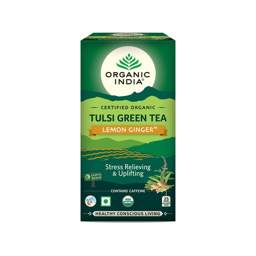 Organic India Tulsi Green Tea Lemon Ginger 25x1.8G 