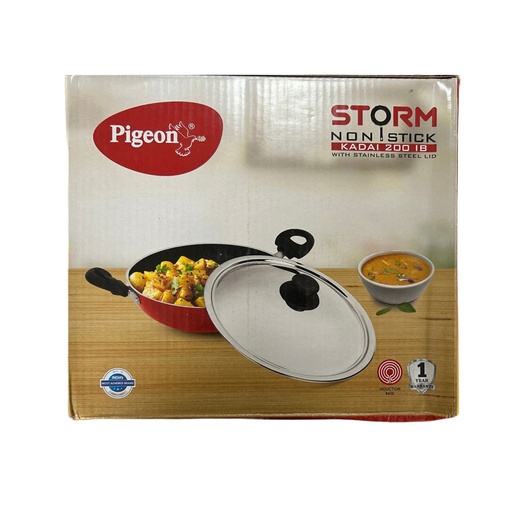 Pigeon Storm Non-Stick Kadai With SS Lid