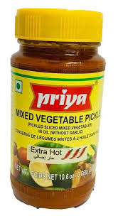 Priya Mixed Vegetable Pickle Extra Hot Without Garlic 300g